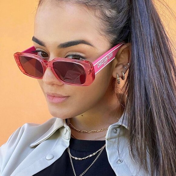 Dior WILDIOR S2U 73D0 Sunglasses Fuchsia Rectangle Frame, Bordeaux Lenses - Picture 11 of 14